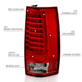 Anzo 311323 - C-Bar Style LED Tail Lights (Chrome Housing, Clear / Red Lens)