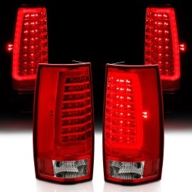 Anzo 311323 - C-Bar Style LED Tail Lights (Chrome Housing, Clear / Red Lens)