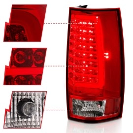 Anzo 311323 - C-Bar Style LED Tail Lights (Chrome Housing, Clear / Red Lens)