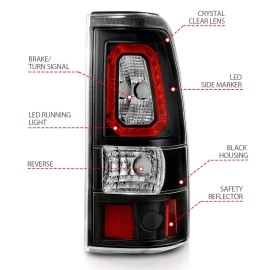 Anzo 311324 - Light Bar Style LED Tail Lights (Black Housing, Clear Lens)