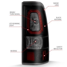 Anzo 311325 - Light Bar Style LED Tail Lights (Black Housing, Smoke Lens)