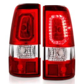 Anzo 311326 - Light Bar Style LED Tail Lights (Chrome Housing, Clear / Red Lens)