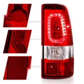 Anzo 311326 - Light Bar Style LED Tail Lights (Chrome Housing, Clear / Red Lens)