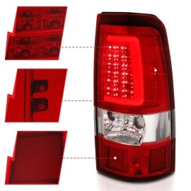 Anzo 311332 - C-Bar Style LED Tail Lights (Chrome Housing, Clear / Red Lens)