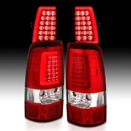 Anzo 311332 - C-Bar Style LED Tail Lights (Chrome Housing, Clear / Red Lens)