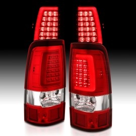 Anzo 311335 - C-Bar Style LED Tail Lights (Chrome Housing, Clear / Red Lens)