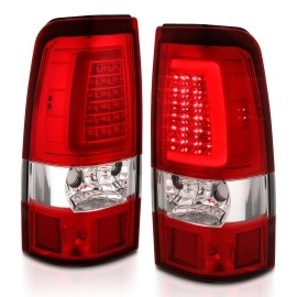 Anzo 311335 - C-Bar Style LED Tail Lights (Chrome Housing, Clear / Red Lens)
