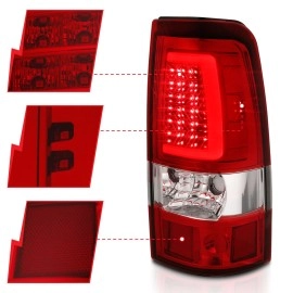 Anzo 311335 - C-Bar Style LED Tail Lights (Chrome Housing, Clear / Red Lens)