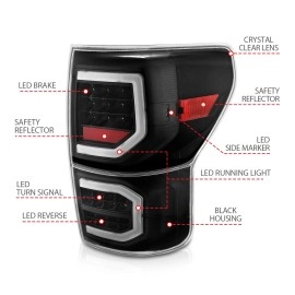 Anzo 311336 - Plank Style LED Tail Lights (Black Housing, Clear Lens)