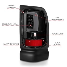 Anzo 311339 - Plank Style LED Tail Lights (Black Housing, Clear Lens)