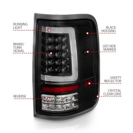 Anzo 311342 - C-Bar Style LED Tail Lights (Black Housing, Clear Lens)