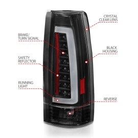 Anzo 311344 - C-Bar Style LED Tail Lights (Black Housing, Clear Lens)