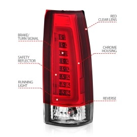 Anzo 311346 - C-Bar Style LED Tail Lights (Chrome Housing, Clear / Red Lens)