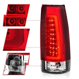 Anzo 311346 - C-Bar Style LED Tail Lights (Chrome Housing, Clear / Red Lens)
