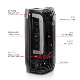 Anzo 311350 - C-Bar Style LED Tail Lights (Black Housing, Clear Lens)