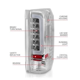 Anzo 311352 - C-Bar Style LED Tail Lights (Chrome Housing, Clear Lens)