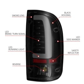 Anzo 311354 - LED Tail Lights (Black Housing, Smoke Lens)