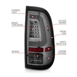 Anzo 311357 - C-Bar Style LED Tail Lights (Chrome Housing, Smoke Lens)