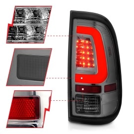 Anzo 311357 - C-Bar Style LED Tail Lights (Chrome Housing, Smoke Lens)