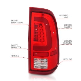 Anzo 311358 - C-Bar Style LED Tail Lights (Chrome Housing, Clear / Red Lens)