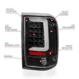 Anzo 311359 - C-Bar Style LED Tail Lights (Black Housing, Clear Lens)