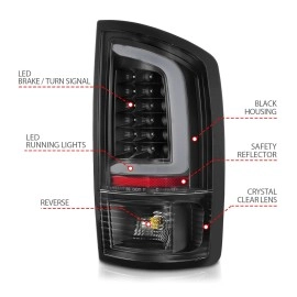 Anzo 311368 - C-Bar Style LED Tail Lights (Black Housing, Clear Lens)