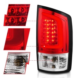 Anzo 311370 - C-Bar Style LED Tail Lights (Chrome Housing, Clear / Red Lens)