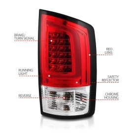 Anzo 311370 - C-Bar Style LED Tail Lights (Chrome Housing, Clear / Red Lens)