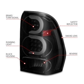 Anzo 311372 - C-Bar Style LED Tail Lights (Black Housing, Smoke Lens)