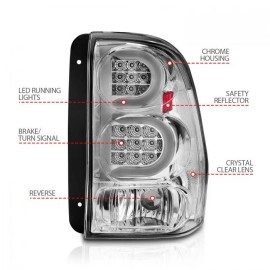 Anzo 311373 - Light Bar Style LED Tail Lights (Chrome Housing, Clear Lens)