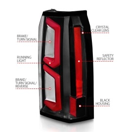 Anzo 311374 - C-Bar Style LED Tail Lights (Black Housing, Clear Lens)