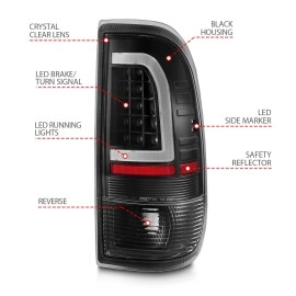 Anzo 311377 - C-Bar Style LED Tail Lights (Black Housing, Clear Lens)