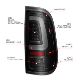 Anzo 311379 - C-Bar Style LED Tail Lights (Black Housing, Smoke Lens)