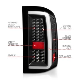 Anzo 311380 - C-Bar Style LED Tail Lights (Black Housing, Clear Lens)