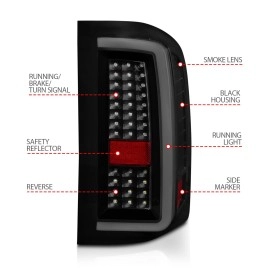 Anzo 311381 - C-Bar Style LED Tail Lights (Black Housing, Smoke Lens)