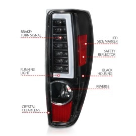 Anzo 311382 - Light Bar Style LED Tail Lights (Black Housing, Clear Lens)