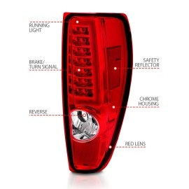 Anzo 311384 - C-Bar Style LED Tail Lights (Chrome Housing, Clear / Red Lens)