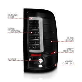 Anzo 311388 - C-Bar Style LED Tail Lights (Black Housing, Clear Lens)