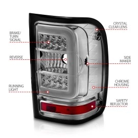 Anzo 311392 - C-Bar Style LED Tail Lights (Chrome Housing, Clear Lens)