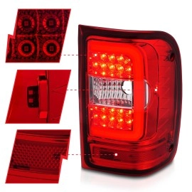 Anzo 311393 - C-Bar Style LED Tail Lights (Chrome Housing, Clear / Red Lens)