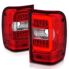 Anzo 311393 - C-Bar Style LED Tail Lights (Chrome Housing, Clear / Red Lens)