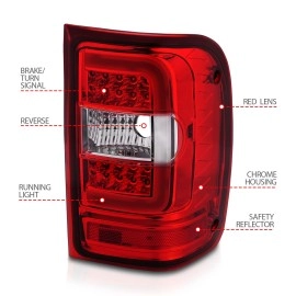 Anzo 311393 - C-Bar Style LED Tail Lights (Chrome Housing, Clear / Red Lens)