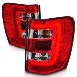 Anzo 311396 - C-Bar Style LED Tail Lights (Chrome Housing, Clear / Red Lens)