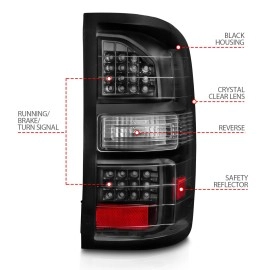 Anzo 311397 - LED Tail Lights (Black Housing, Clear Lens)