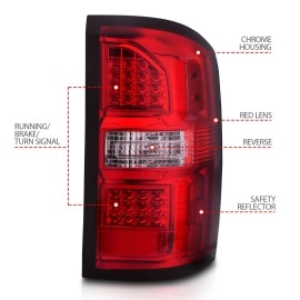 Anzo 311399 - LED Tail Lights (Chrome Housing, Clear / Red Lens)