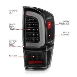 Anzo 311400 - C-Bar Style LED Tail Lights w/ Sequential Turn Signal (Black Housing, Clear Lens)