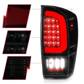 Anzo 311401 - C-Bar Style LED Tail Lights w/ Sequential Turn Signal (Black Housing, Smoke Lens)