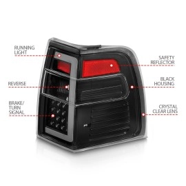 Anzo 311408 - C-Bar Style LED Tail Lights w/ Sequential Turn Signal (Black Housing, Clear Lens)