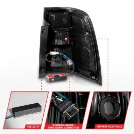 Anzo 311408 - C-Bar Style LED Tail Lights w/ Sequential Turn Signal (Black Housing, Clear Lens)