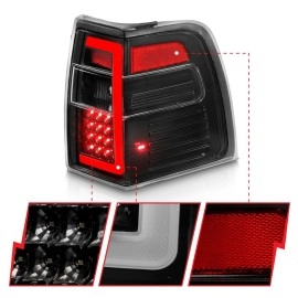 Anzo 311408 - C-Bar Style LED Tail Lights w/ Sequential Turn Signal (Black Housing, Clear Lens)